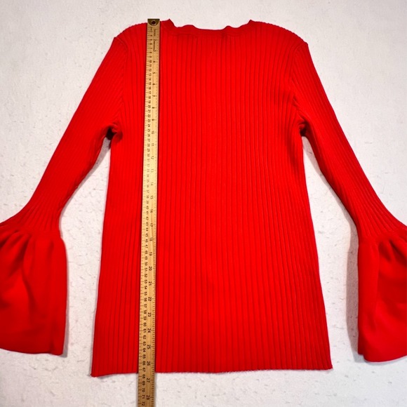 CAbi Trumpet Snap Ribbed Cardigan Sweater Red Style 5285 Women's Size Large - Picture 11 of 12